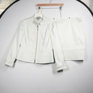 Eccoci‎ Mint Green 2 Piece Skirt Suit Zip Front Jacket Pencil Skirt 16 Office